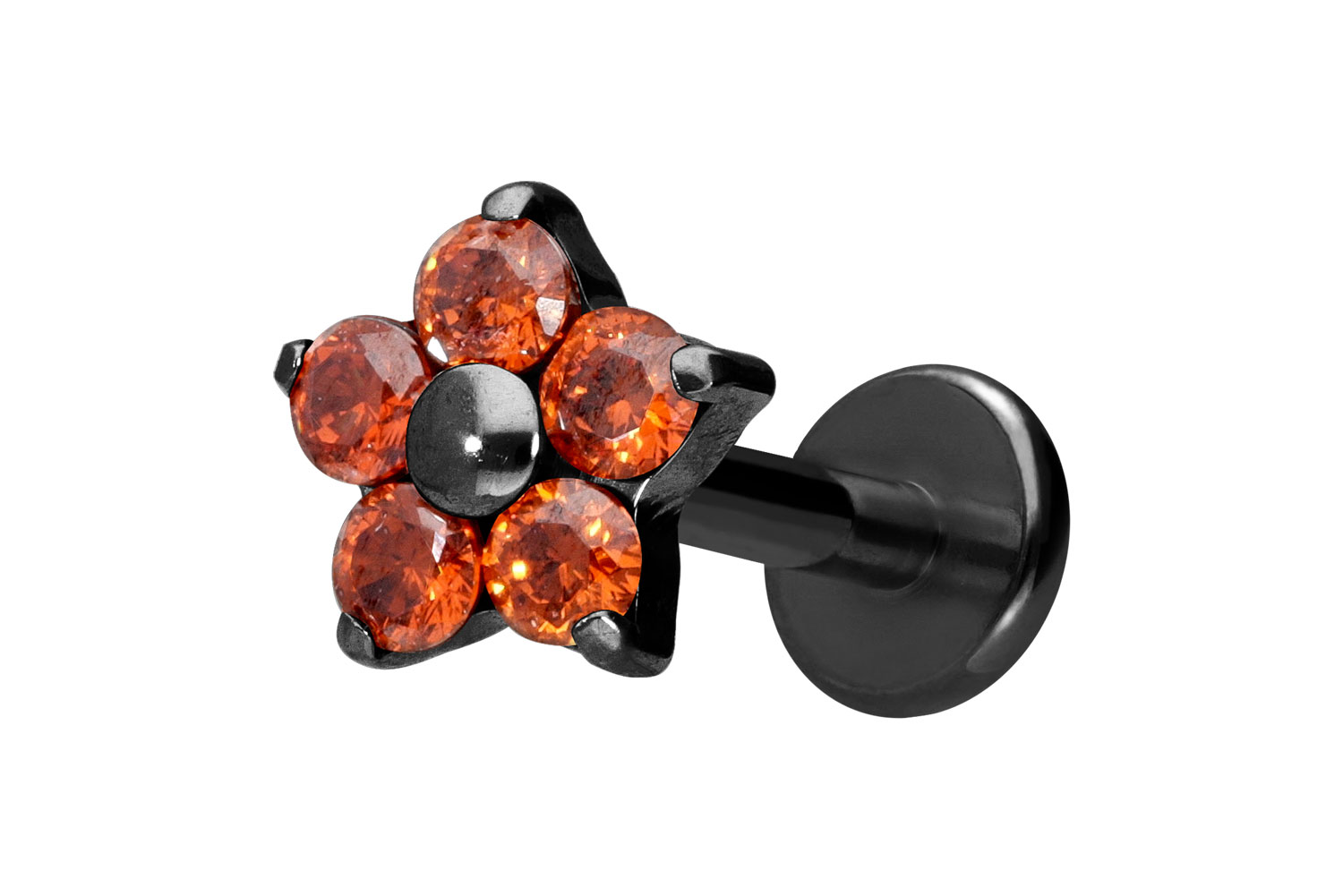 Titan Labret Piercing mit Innengewinde KRISTALLBLUME